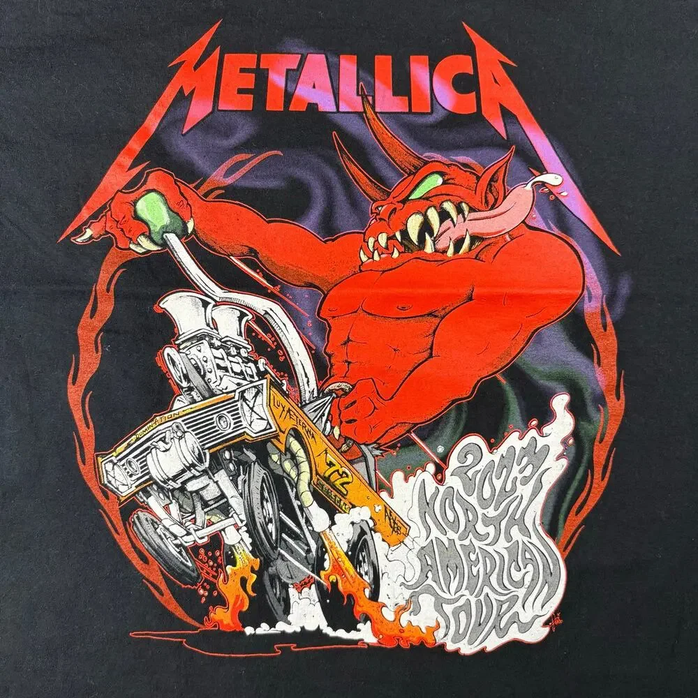Metallica Full‎ Speed Or Nothing Devil Motorcycle Graphic T Shirt Black Size L